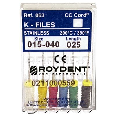 Roydent K-Type Files, Stainless Steel, #15-40 Assorted, 25mm, 6/Pack, 06325160R thumbnail 6