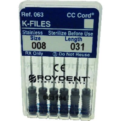 Roydent K-Type Files, Size #08, 31mm, Stainless Steel with Silicone Stops, 6/Pack, 06331008R thumbnail 13