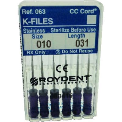 Roydent K-Type Files, Size #10, 31mm, Stainless Steel, Color-Coded Purple, 6/Pack, 06331010R thumbnail 10