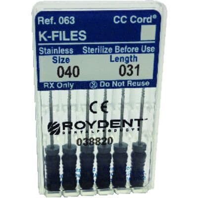Roydent K-Type Files, Size 40, 31 mm, Stainless Steel, Black, 6/Pack, 06331040R thumbnail 6