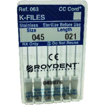 Roydent K-Type Files, Size #45, 21mm, Stainless Steel, White, 6/Pack, 06321045R thumbnail 7