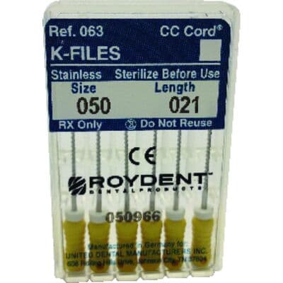 Roydent K-Type Files, Size 50, 21 mm, Yellow, Stainless Steel, 6/Pack, 06321050R thumbnail 7