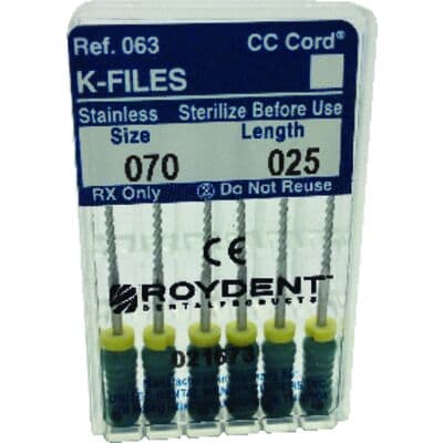 Roydent K-Files Stainless Steel with Silicone Stops, Size #70 (Green), 25mm, 6/Pack, 06325070R thumbnail 5