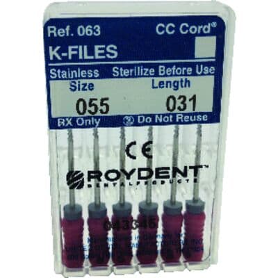 Roydent K-Type Files #55, 31mm, Pack of 6, Red, 06331055R thumbnail 3