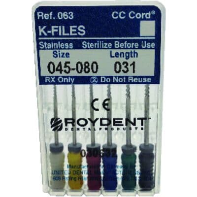 Roydent K-Type Files, Stainless Steel, 31mm, Assorted #45-80, 6/Pack, 06331165R thumbnail 5