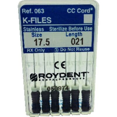 Roydent K-Type Files, 21mm, Size #17.5, Stainless Steel, 6/Pack, 06321017R thumbnail 6