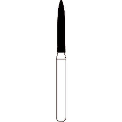 Spring Disposable Diamond Bur, FG Flame Shape, Fine Grit, Red Ring, #863, 1.4 mm Diameter, 8 mm Length, 25/Pkg thumbnail 2