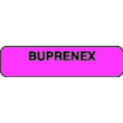 Patterson Office Supplies Syringe Label, 1-1/4" W x 5/16" H, Buprenex, Fluorescent Pink, 500/Roll - Syringe Label, 1-1/4 W x 5//16 H, 500/Roll - Buprenex, Fluorescent Pink - Image 1