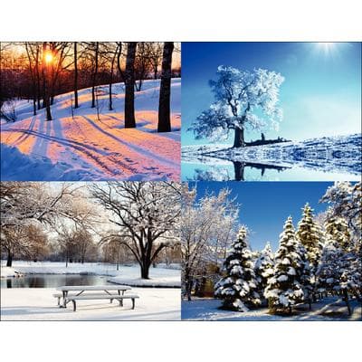 Seasonal Scenes 4-Up Laser Postcard Assortment Pack, Winter Scenes, 5-1/2" W x 4-1/4" H, 100/Pkg - Seasonal Scenes 4-Up Laser Postcard Assortment Packs, 100/Pkg - Winter Scenes, 5-1/2" W x 4-1/4" H - Image 1