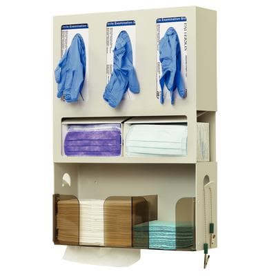 Patterson® Infection Protection Organizer, Wall-Mountable Glove & Mask Dispenser, Beige, 16-3/4" W x 23-1/2" H x 4-3/4" D, 1/Pkg thumbnail 2