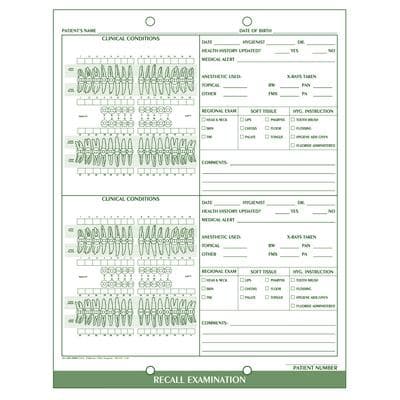 Complete Preassembled Dental System and Individual Forms - Recall Examination, Green, 8-1/2" x 11", 100/Pkg thumbnail 2