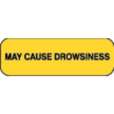 Medication Instruction Label, 1-1/2" W x 1/2" H, 500/Roll - May Cause Drowsiness, Fluorescent Orange - Medication Instruction Label, 1-1/2" W x 1/2" H, 500/Roll - May Cause Drowsiness, Fluorescent Orange - Image 1
