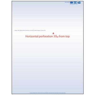 Laser Statement Paper, 8.5" x 11", 24 lb White, Blue with Visa/MasterCard/Discover Logos, 500/Pkg thumbnail 2