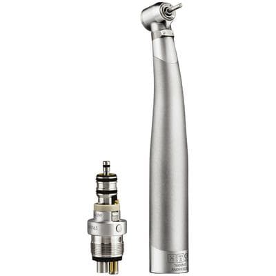 Prestige L LED High-Speed Air Handpiece, Small Contra Angle, Push-Button Autochuck, Triple Spray, with 4-Way Unifix Coupling, LED Light - Prestige High Speed Air Handpieces – Small, Contra Angle, Autochuck Push Button, Triple Spray - Prestige L LED + 4-way Unifix set – LED Light - Image 1