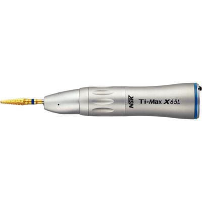 NSK Ti-Max X Electric Attachment X65L, Straight, Low Speed, Manual Chuck, Miniature Head, Single Spray, Fiber Optic - Ti-Max X Electric Attachment, General Application - X65L, Straight, Low Speed, Manual, Miniature Head, Single Spray, Optic - Image 1