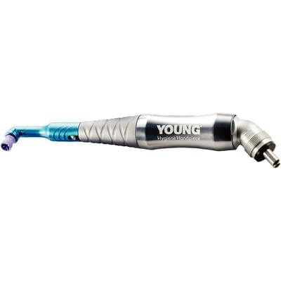 Young™ Hygiene Air Handpiece, Silver, Low Speed Contra Angle, 4-Hole Connection, with 3 Disposable Prophy Angles & Lubricant thumbnail 2