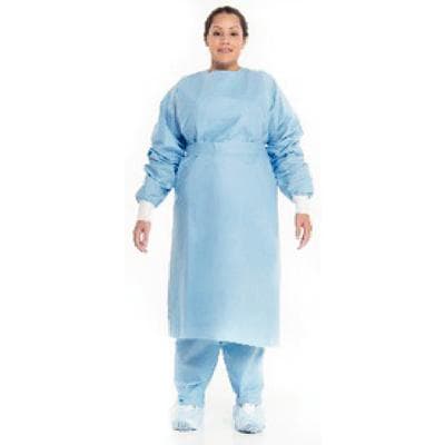 Halyard Health Procedure Gown, Knit Cuffs, Blue, Extra Large, 10/Pkg thumbnail 2