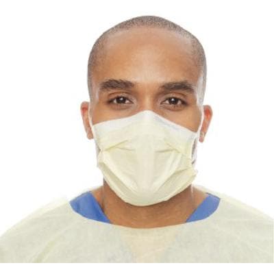 Halyard Tecnol Procedure Earloop Face Mask, Pleat Style, Yellow, 50/Box, 47117 thumbnail 6