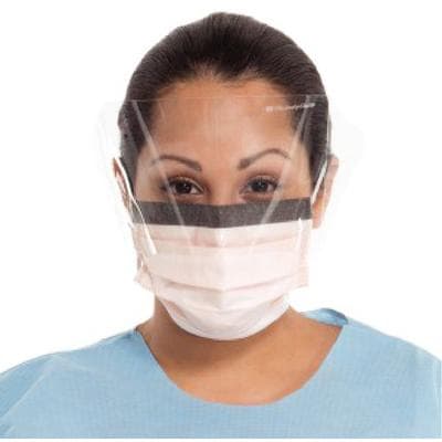 Halyard Fluidshield Procedure Mask, ASTM Level 3, Earloop, with Wraparound Splashguard Visor, Orange, 25/Box, 47147 thumbnail 11