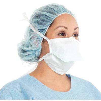 Halyard Duckbill Surgical Mask, Blue, Latex-Free, Tie-On, One Size Fits All, 50/Box, 6 Boxes/Case, 47124-010 thumbnail 2