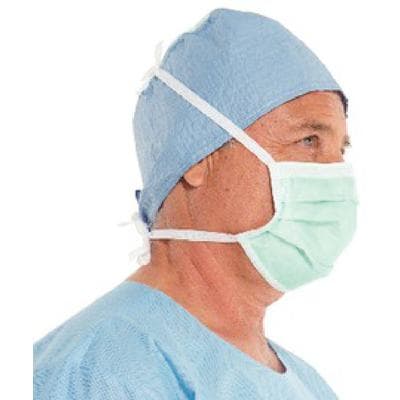 Halyard Anti-Fog Surgical Mask, Pleated Style with Ties, Green, 50/Box, 49235 thumbnail 4