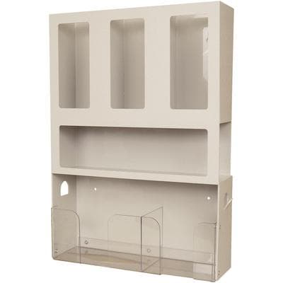 Patterson® Infection Protection Organizer, Wall-Mountable Glove & Mask Dispenser, Beige, 16-3/4" W x 23-1/2" H x 4-3/4" D, 1/Pkg thumbnail 3