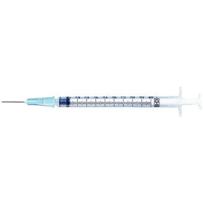 Crosstex Tuberculin Syringe with Detachable Needle, 1 mL, Slip Tip, 25 Gauge, 100/Box, 309626 thumbnail 2