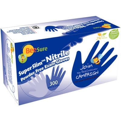 BeeSure SuperSlim Nitrile Examination Gloves, Powder-Free, Non-Sterile, Medium, Cobalt Blue, 300/Box, BE1147 thumbnail 16