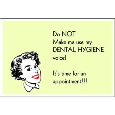Dental Humor 4-Up Laser Postcards, Dental Hygiene Voice, Full Color, 100/Pkg, 6" W x 4-1/4" H - Dental Humor 4-Up Laser Postcards, 100/Pkg - Dental Hygiene Voice, 6" W x 4-1/4" H - Image 1
