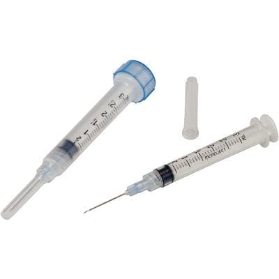 Monoject Hypodermic Syringe with Needle, 3cc/3mL, 25G x 5/8", Red, Sterile, 100/Box thumbnail 2