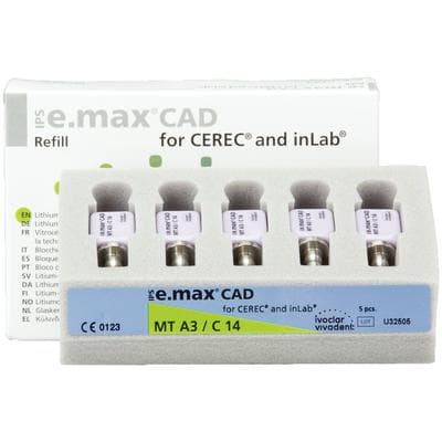 IPS e.max CAD MT (Medium Translucency) Lithium Disilicate Milling Blocks, C14, Shade A3, 5/Box thumbnail 11