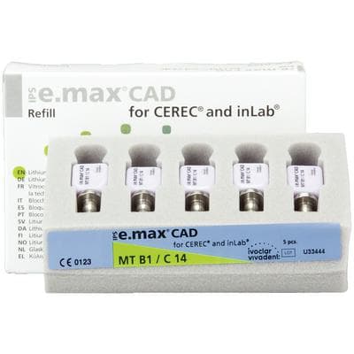 IPS e.max CAD MT (Medium Translucency) Lithium Disilicate Milling Blocks, Shade B1, Size C14, 5/Box thumbnail 15