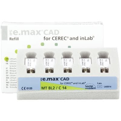 IPS e.max CAD MT (Medium Translucency) Lithium Disilicate Milling Blocks, Shade BL2, Size C14, 5/Box thumbnail 11