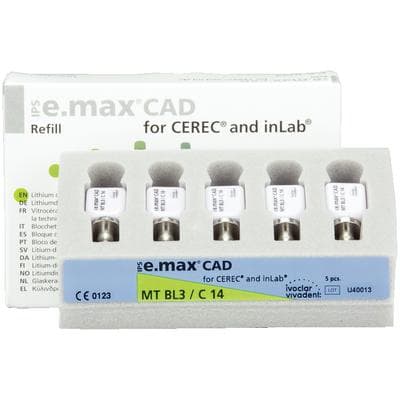 IPS e.max CAD MT (Medium Translucency) Lithium Disilicate Milling Blocks, Shade BL3, Size C14, 5/Box thumbnail 15