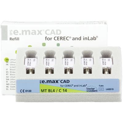 IPS e.max CAD MT (Medium Translucency) Lithium Disilicate Milling Blocks, Shade BL4, Size C14, for CEREC/inLab, 5/Box thumbnail 10