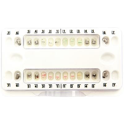 Patterson® McLaughlin, Bennett, Trevisi Ceramic Twin Brackets 1-Patient Kit, .022 Slot, 3x3 Upper/Lower with Hooks, 4-6 Metal - Patterson® Mclaughlin, Bennett, Trevisi Ceramic Twin Brackets 1 Patient Kits, .022 - 3 x 3 Upper/Lower with Hooks, 4-6 Metal - Image 1