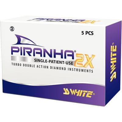 Piranha® 2X Single Patient Use Turbo Double Action Diamond Burs – FG, Medium, Blue, 5/Pkg - Tapered Fissure Round End, #849-022-2X, 2.2 mm Head Diameter, 4.0 mm Head Length thumbnail 9