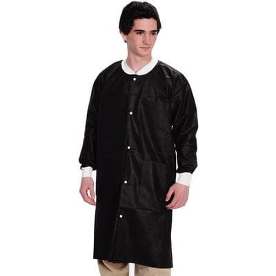 ValuMax Extra-Safe Lab Coats, AAMI Level 3, Black, Medium, Knee-Length, 10/Pk, 3660BKM thumbnail 6
