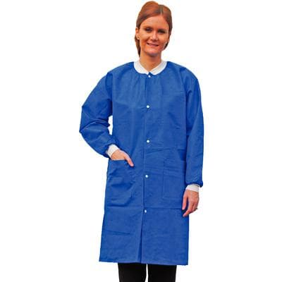 ValuMax Extra-Safe Lab Coats, Royal Blue, Extra Large, Knee-Length, 3-Layer SMS, 10/Pk thumbnail 6