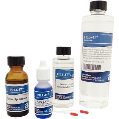 Fill-It Economy Kit, Blue, Large Lab Kit (6 x 1/2 oz Base, 2 x 2 oz Activator Spray, 1 x 8 oz Activator Refill, 1 x 1 oz Clean Up Solvent) thumbnail 2