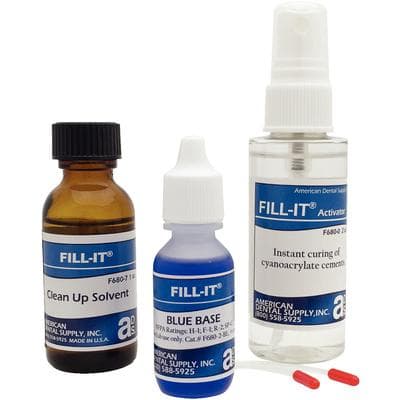 Fill-It® Kit Blue 2oz, 1/2 oz Base, 2 oz Activator Spray, 1 oz Solvent, 1/Kit thumbnail 3