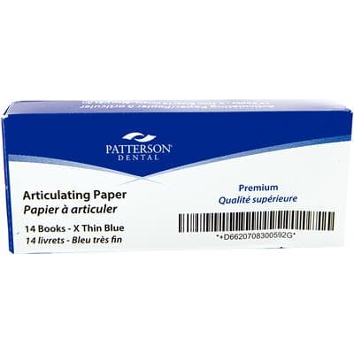 Patterson® Premium Articulating Paper, Extra Thin 66 Microns, Blue, 10 Sheets/Book, 14 Books/Box - Patterson® Premium Articulating Paper - Extra Thin, 66 Microns, Blue 10 Sheets/Book, 14 Books/Box - Image 1