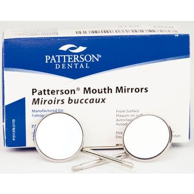Patterson® Premium Mouth Mirrors, Size 4, Simple Stem, Rhodium Coated, Stainless Steel, 12/Pkg, 088-6796 thumbnail 3