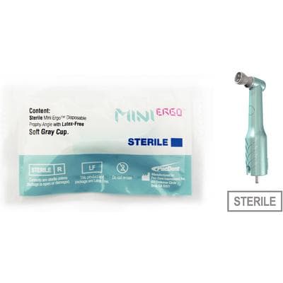 Pac-Dent Mini Ergo Sterile Disposable Prophy Angle, Contra, Soft Cup, Gray, Latex-Free, 144/Box, S163-144 thumbnail 9