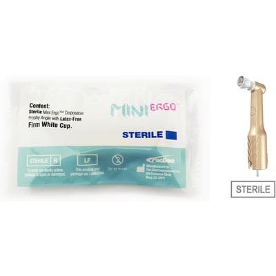 Pac-Dent Mini 90 Sterile Disposable Prophy Angle, 90° Right Angle, White Firm Webbed Cup, Champagne, Latex-Free, 144/Box, S164-90-144 thumbnail 8