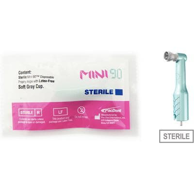 Pac-Dent Mini 90 Sterile Disposable Prophy Angle, 90° Angle, Gray Soft Cup, Turquoise, 500/Box, S163-90-500 thumbnail 9