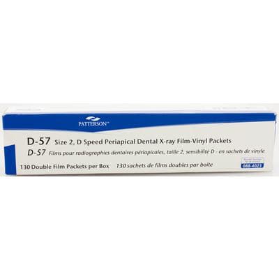 Patterson Dental Supply Intraoral X-ray Film, D Speed (D-57), Size 2, Double Film Vinyl Packets, Periapical, Adult, 130/Pkg, 18201-PA thumbnail 2