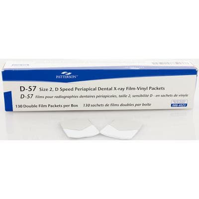 Patterson Dental Supply Intraoral X-ray Film, D Speed (D-57), Size 2, Double Film Vinyl Packets, Periapical, Adult, 130/Pkg, 18201-PA thumbnail 3
