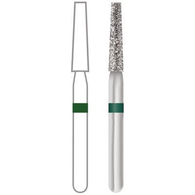Midwest® #847/016 Coarse Multi-Use Diamond Bur, Taper Flat End, Friction Grip Short Shank, 1.6 mm Diameter, 8.0 mm Length, Green Ring, 5/Pkg thumbnail 5