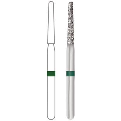 Midwest® Multi-Use Diamond Bur FG, Coarse, Taper Long Round End, #850-014C, 1.4 mm Diameter, 10.0 mm Length, 5/Pkg, 471174 thumbnail 5